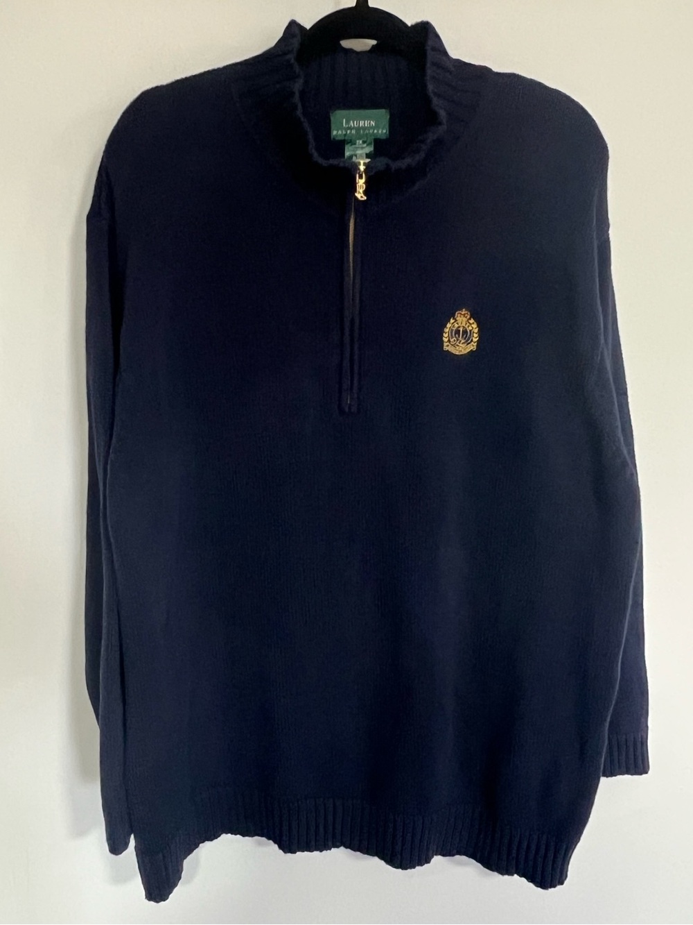Lauren Ralph Lauren Quarter Zip Cotton Crest Sweater